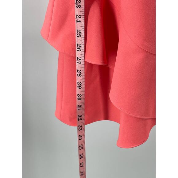 BCBGMAXAZRIA SZ 4 S Coral Ambrosia Malik Asymmetrical Ruffle Mini Dress NWT B84 - Picture 3 of 5